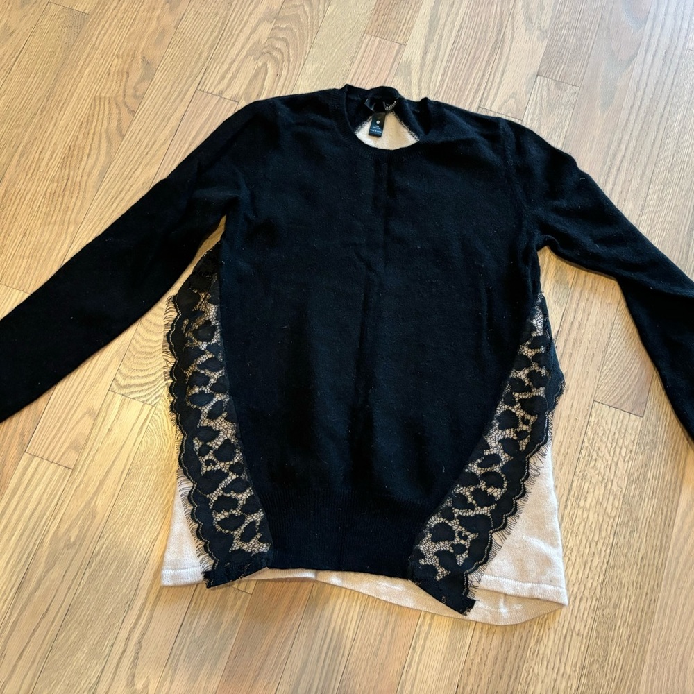 Aqua by Bloomingdales Cashmere Lace ruffle Sweater XS
